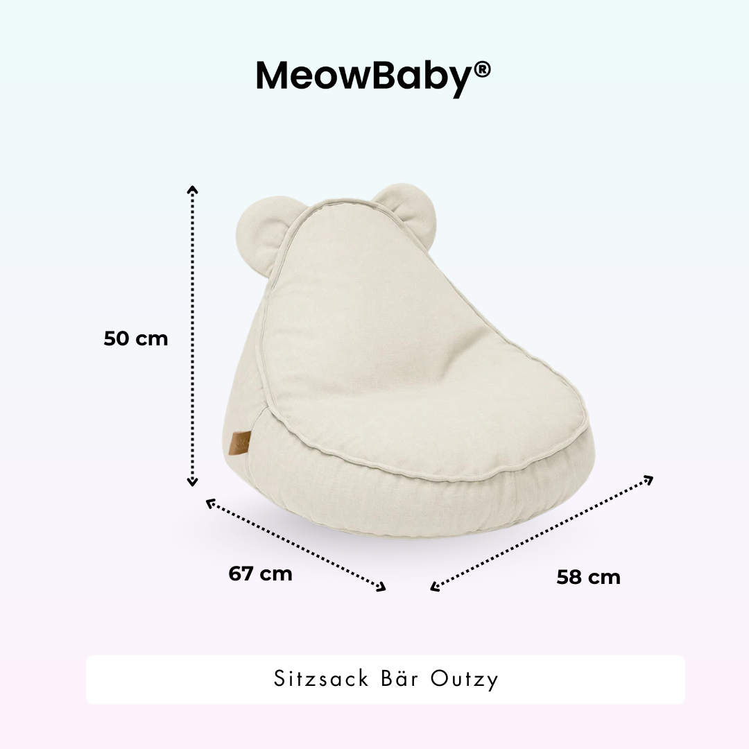 MeowBaby Outdoor Kinder-Sitzsack Outzy Bär - Cloudberry Sky Blue