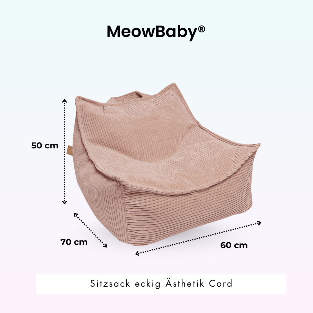 MeowBaby Sitzsack Ästhetik Cord eckig - Classic Cord Edition