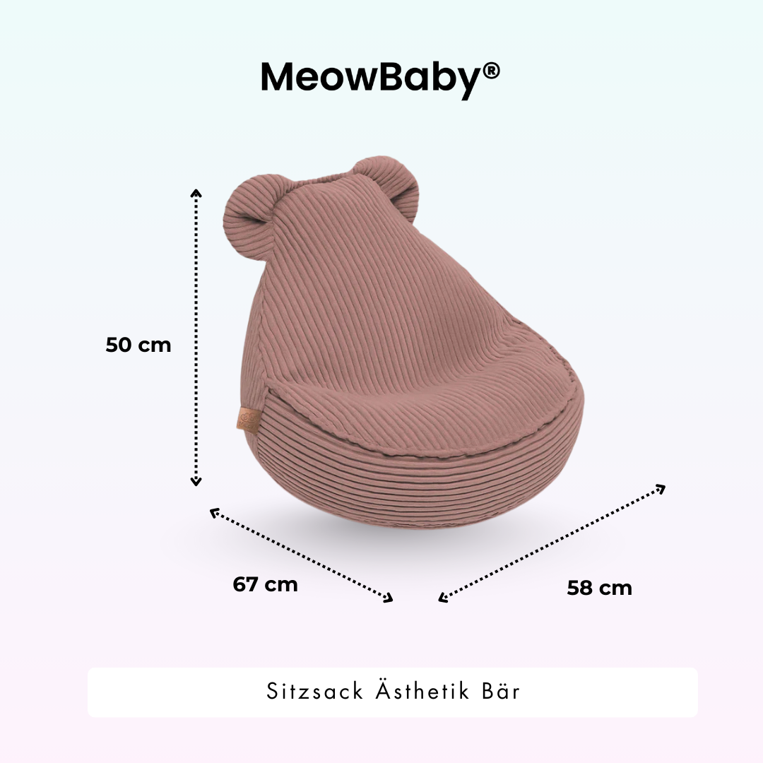 MeowBaby Beanbag Aesthetic Cord Bear - ecru/beige 