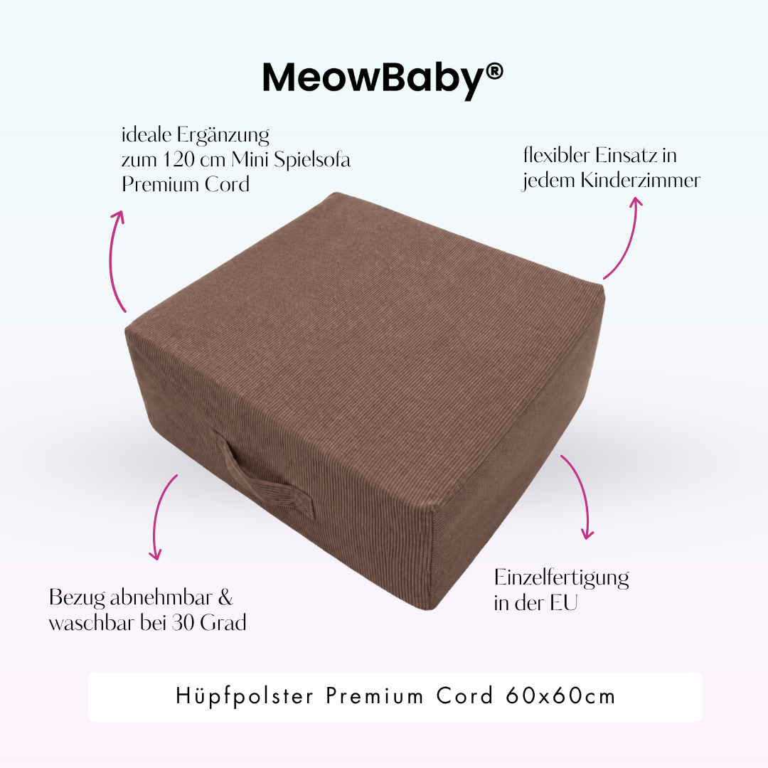 MeowBaby Hüpfpolster Premium Cord -  60x60cm