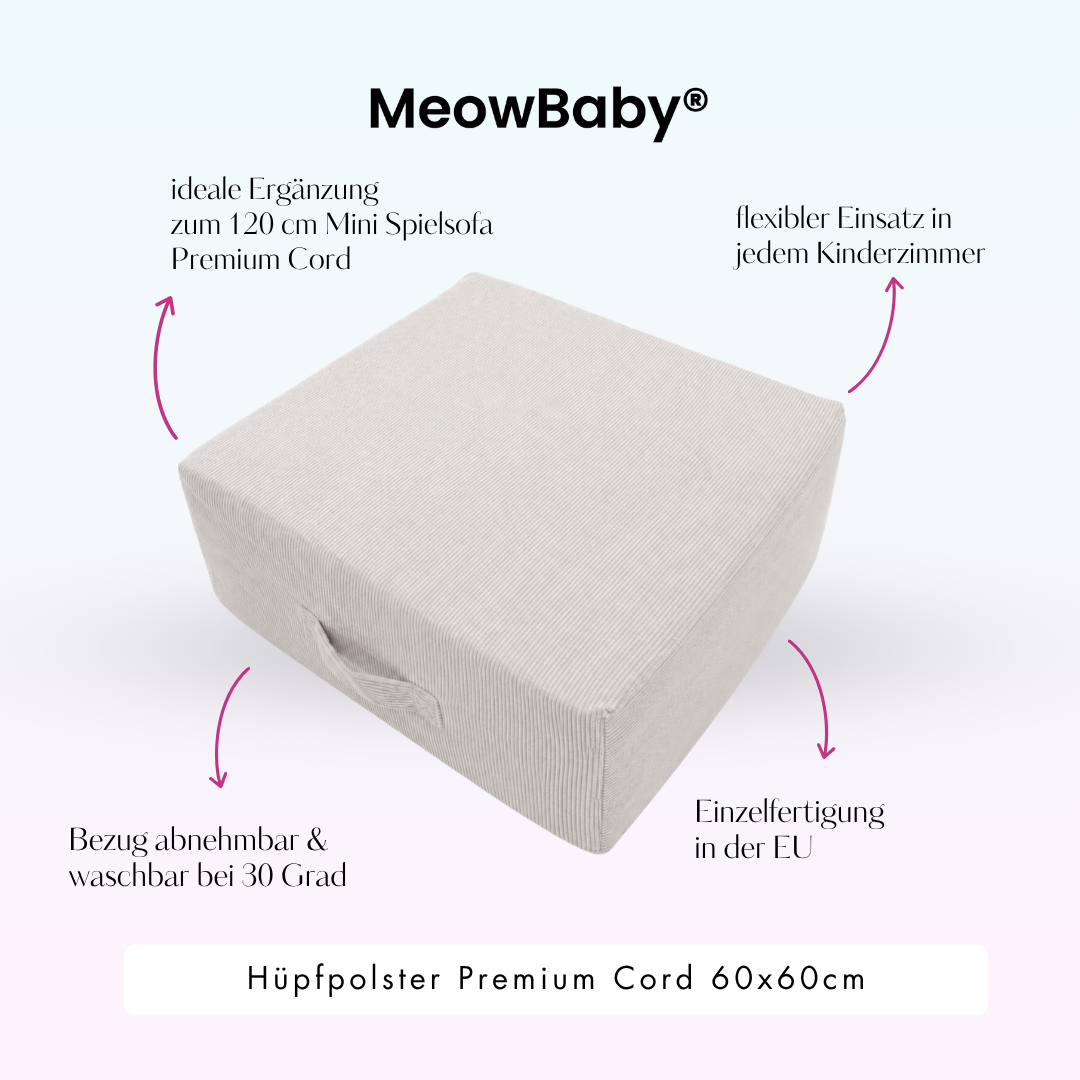 MeowBaby Hüpfpolster Premium Cord -  60x60cm