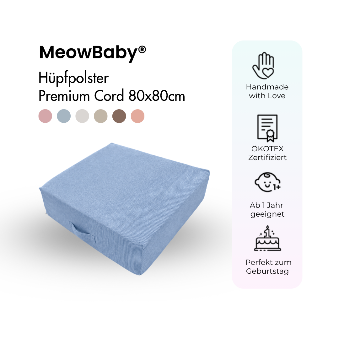 MeowBaby Hüpfpolster Premium Cord - 80x80cm