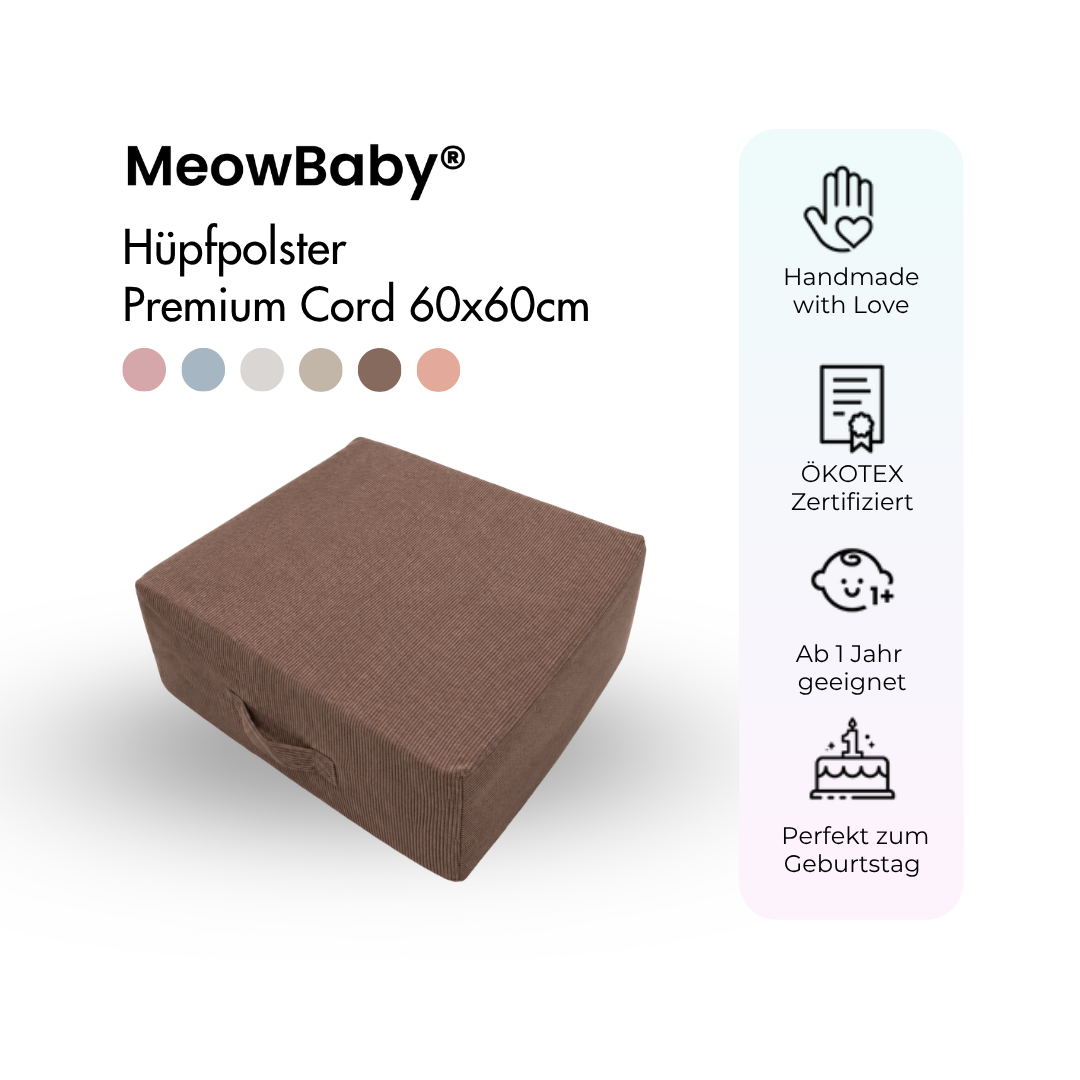 MeowBaby Hüpfpolster Premium Cord -  60x60cm