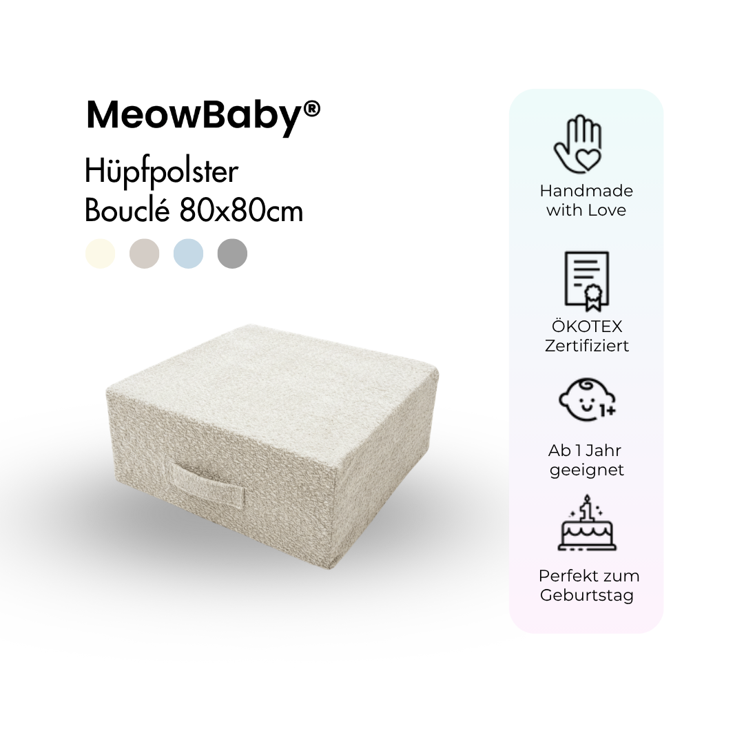 Meowbaby Hüpfpolster Bouclé - 80x80cm