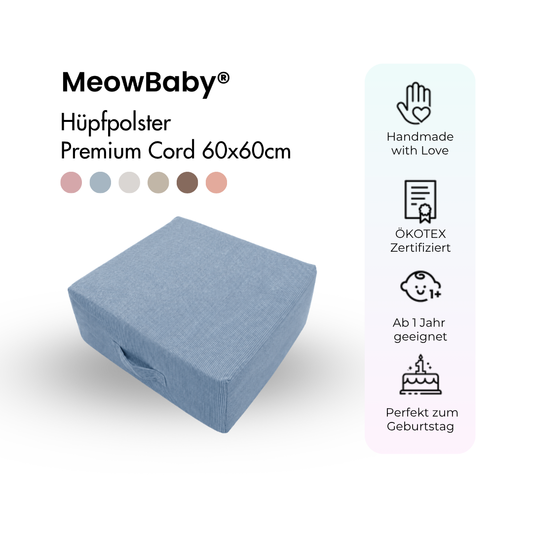 MeowBaby Hüpfpolster Premium Cord -  60x60cm