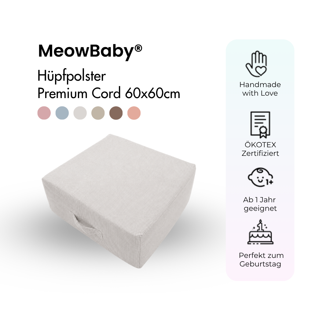 MeowBaby Hüpfpolster Premium Cord -  60x60cm