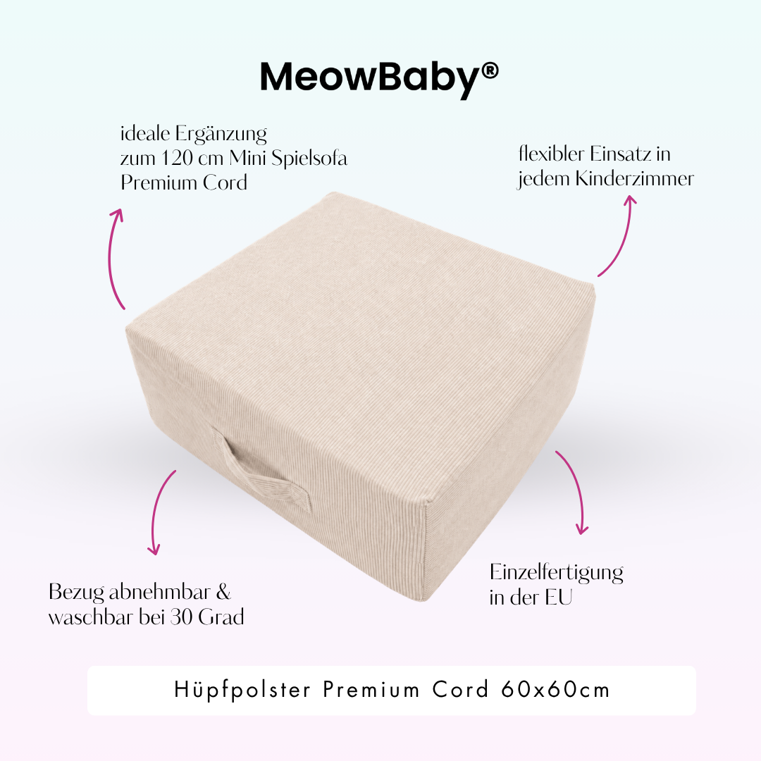 MeowBaby Hüpfpolster Premium Cord -  60x60cm