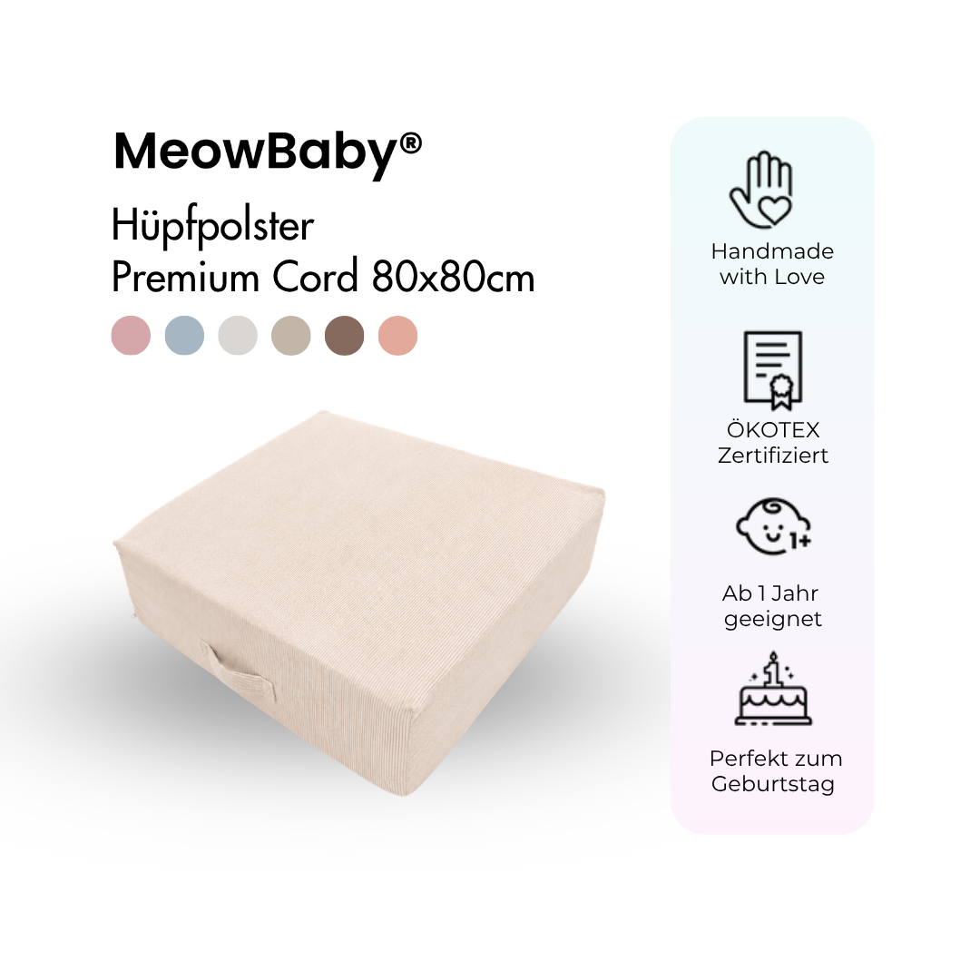 MeowBaby Hüpfpolster Premium Cord - 80x80cm