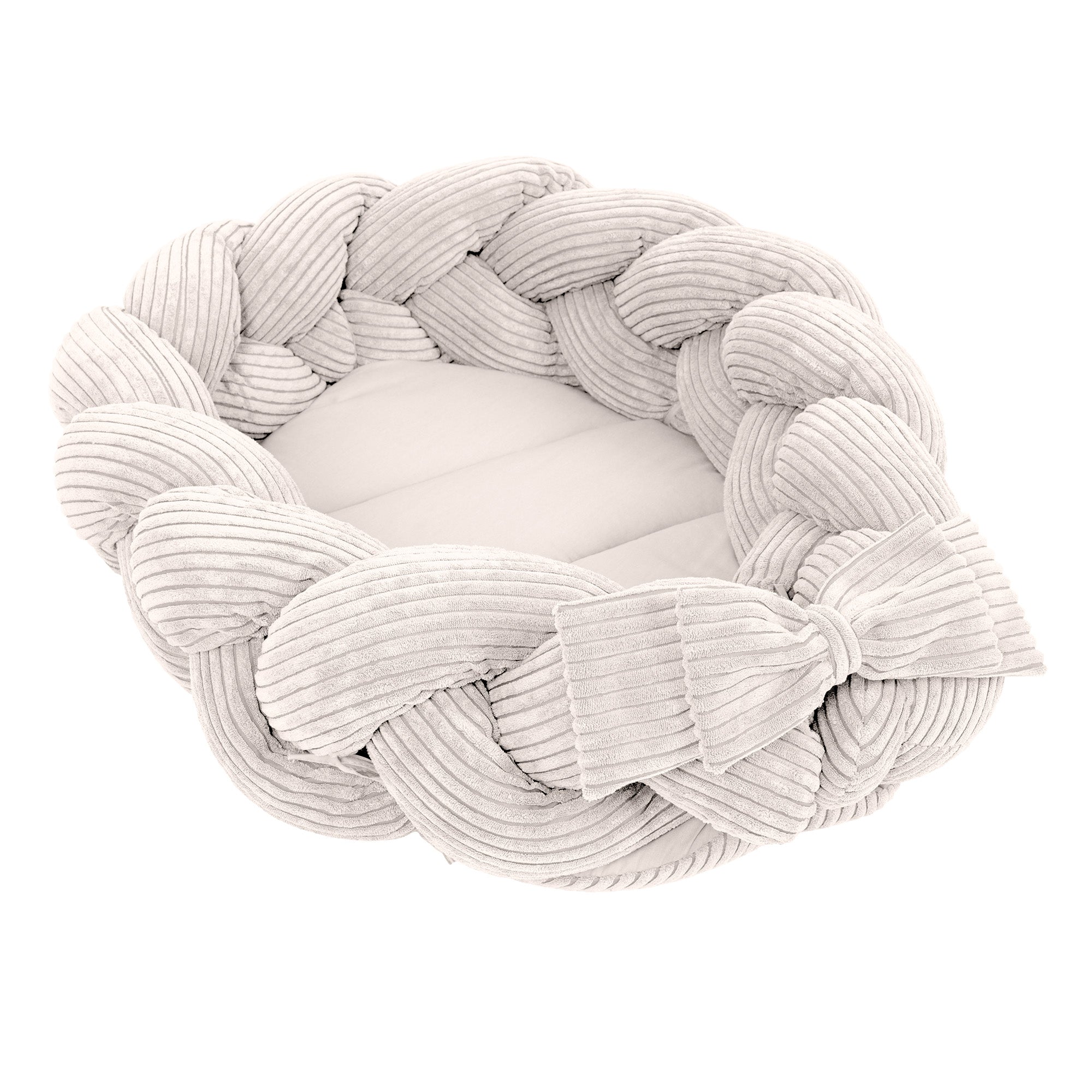MeowBaby Babynestchen Cord mit geflochtener Bettschlange – Ästhetik vanilla