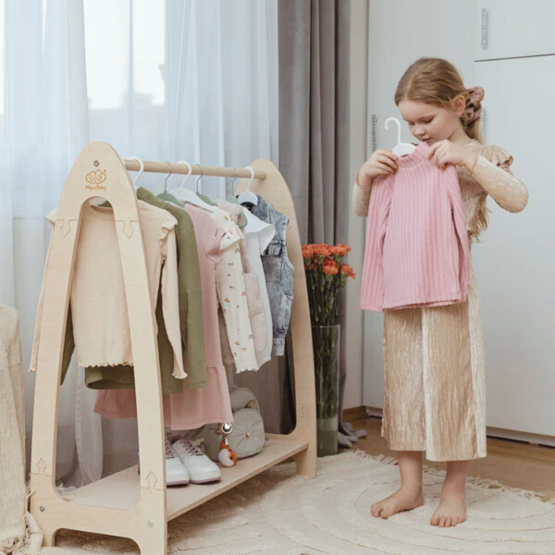 MeowBaby Montessori Clothes Rack Large - Natural