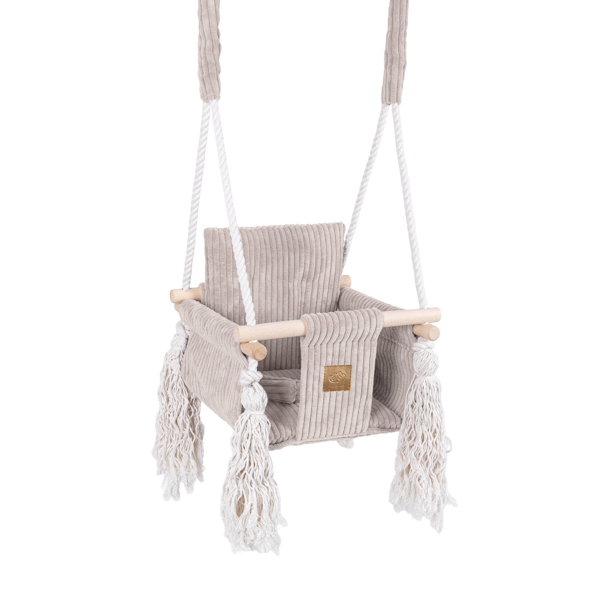 MeowBaby Babyschaukel Cord im Quadrat-Design - Ästhetik ecru/beige