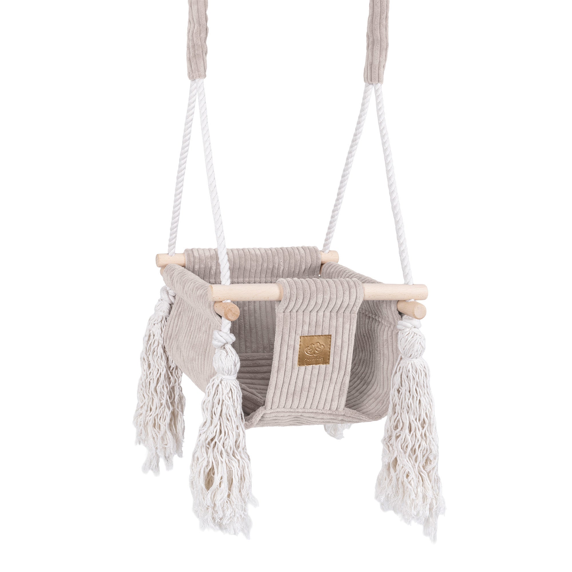 MeowBaby Babyschaukel Cord im Quadrat-Design - Ästhetik ecru/beige