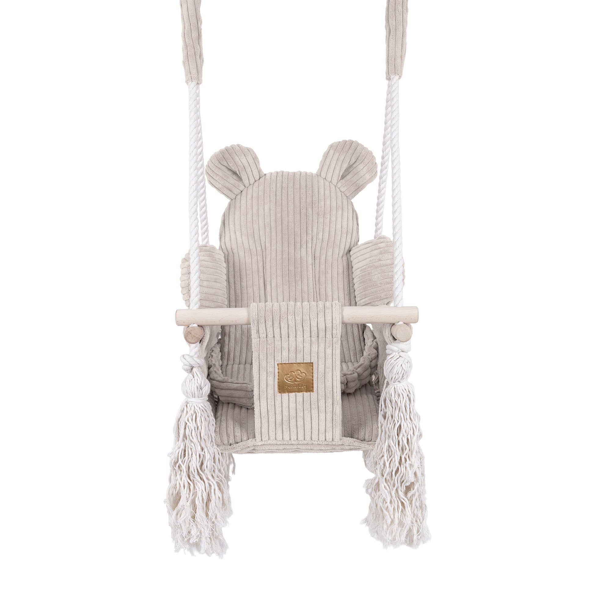 MeowBaby Babyschaukel Cord im Bärendesign - Ästhetik ecru/beige