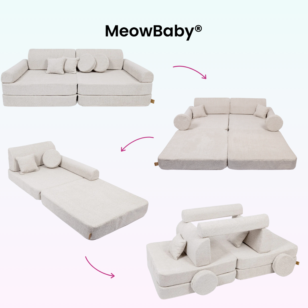 MeowBaby Play Sofa Premium Bouclé - ecru
