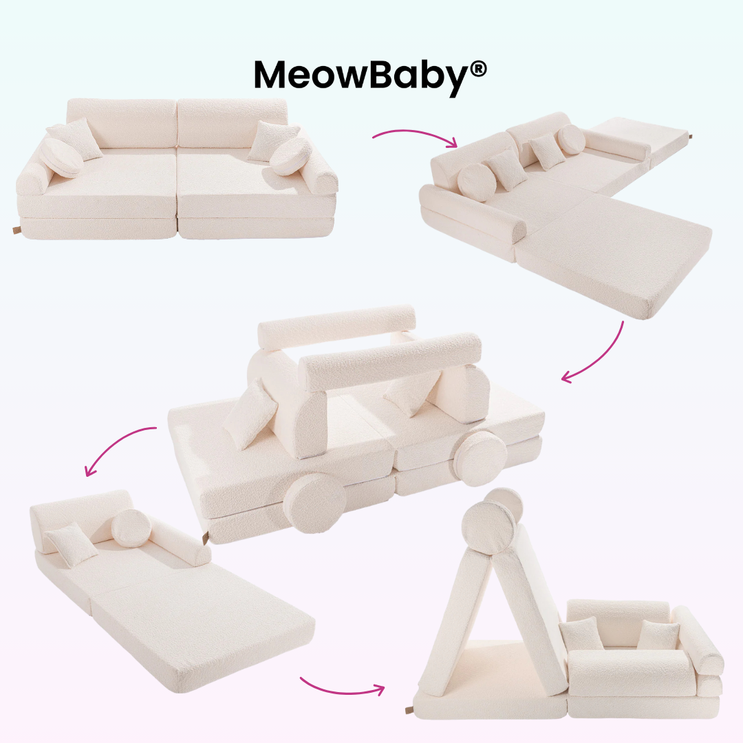 MeowBaby Play Sofa Premium Bouclé - ecru