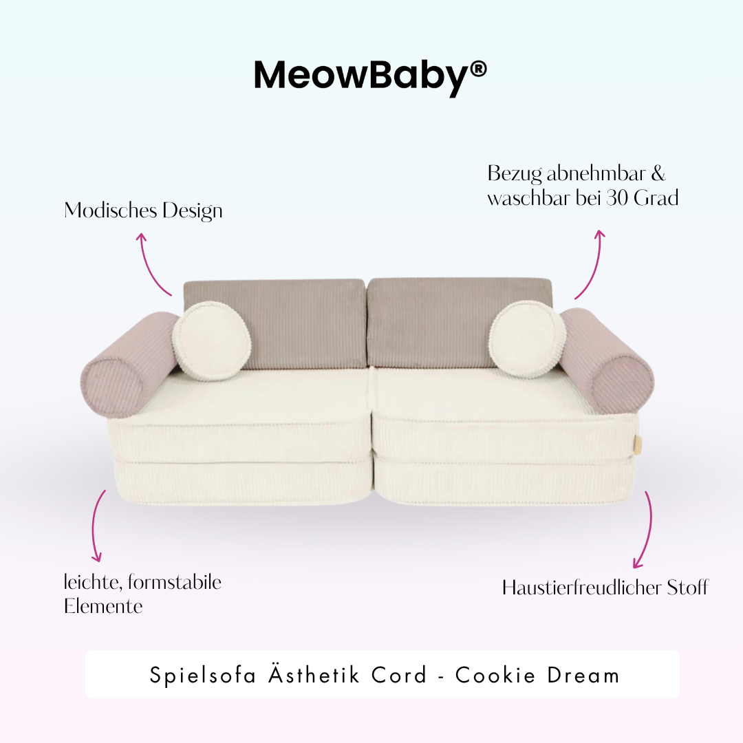 MeowBaby Spielsofa Ästhetik Cord - Cookie Dream