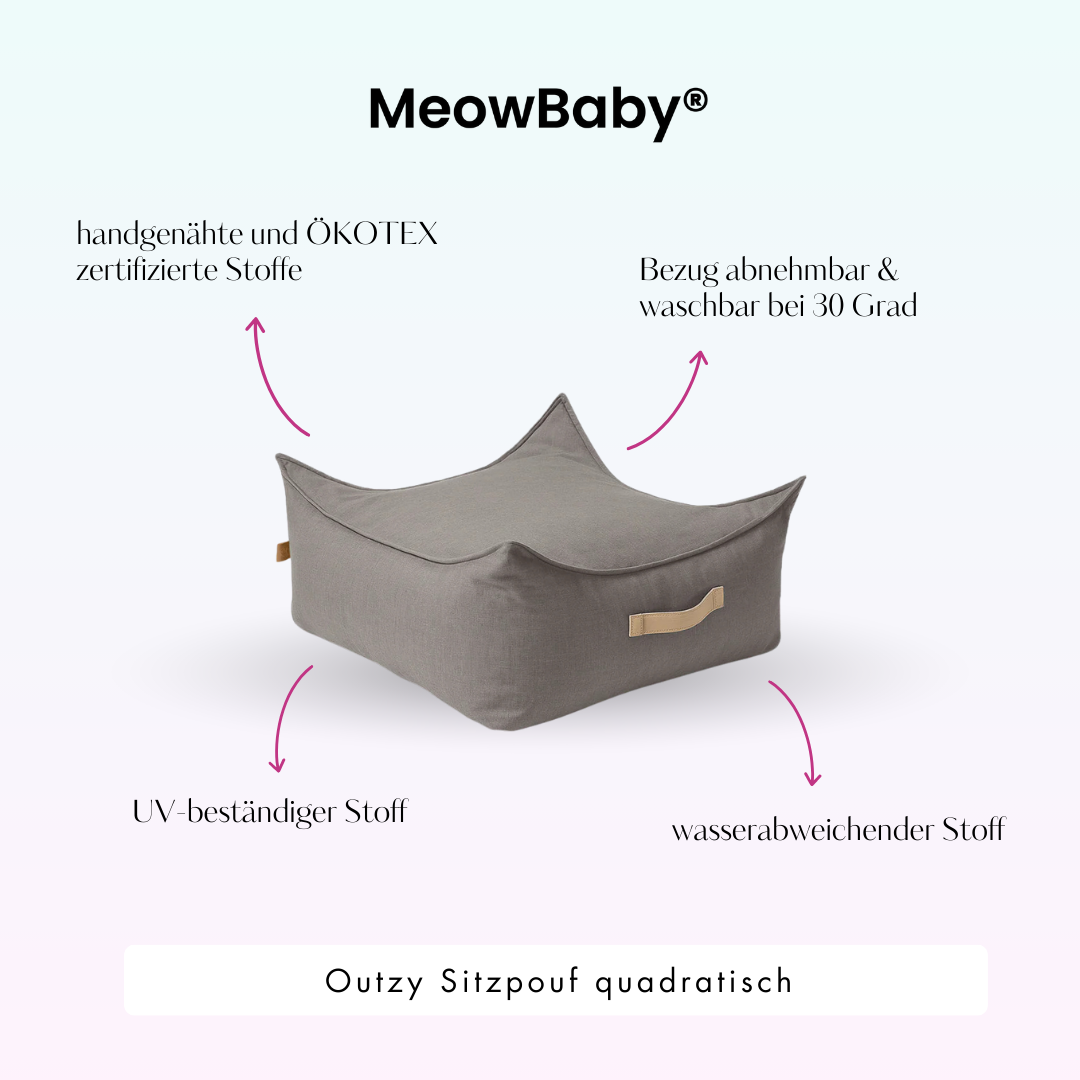 MeowBaby Outzy Sitzpouf für Kinder quadratisch - Outdoor Living Edition