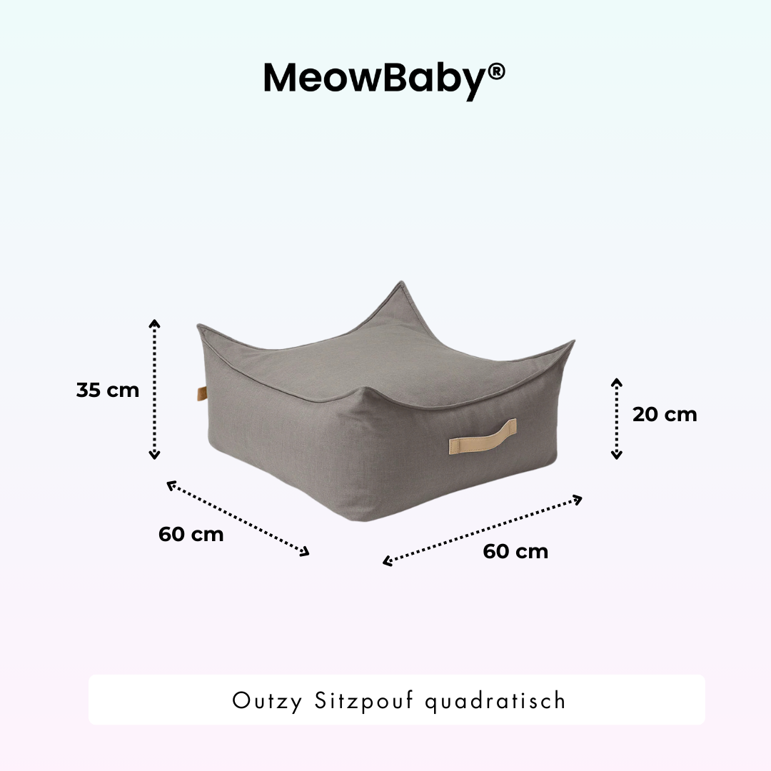 MeowBaby Outzy Sitzpouf für Kinder quadratisch - Outdoor Living Edition