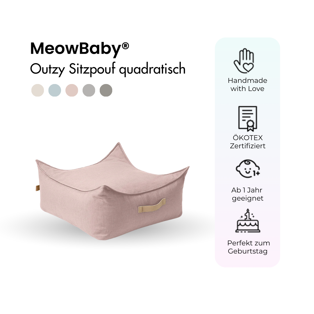 MeowBaby Outzy Sitzpouf für Kinder quadratisch - Outdoor Living Edition