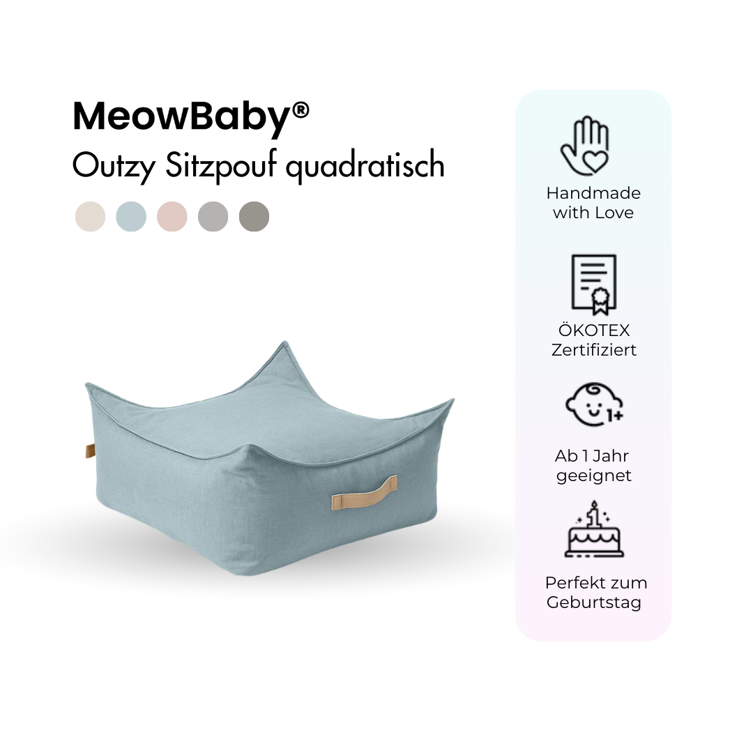 MeowBaby Outzy Sitzpouf für Kinder quadratisch - Outdoor Living Edition