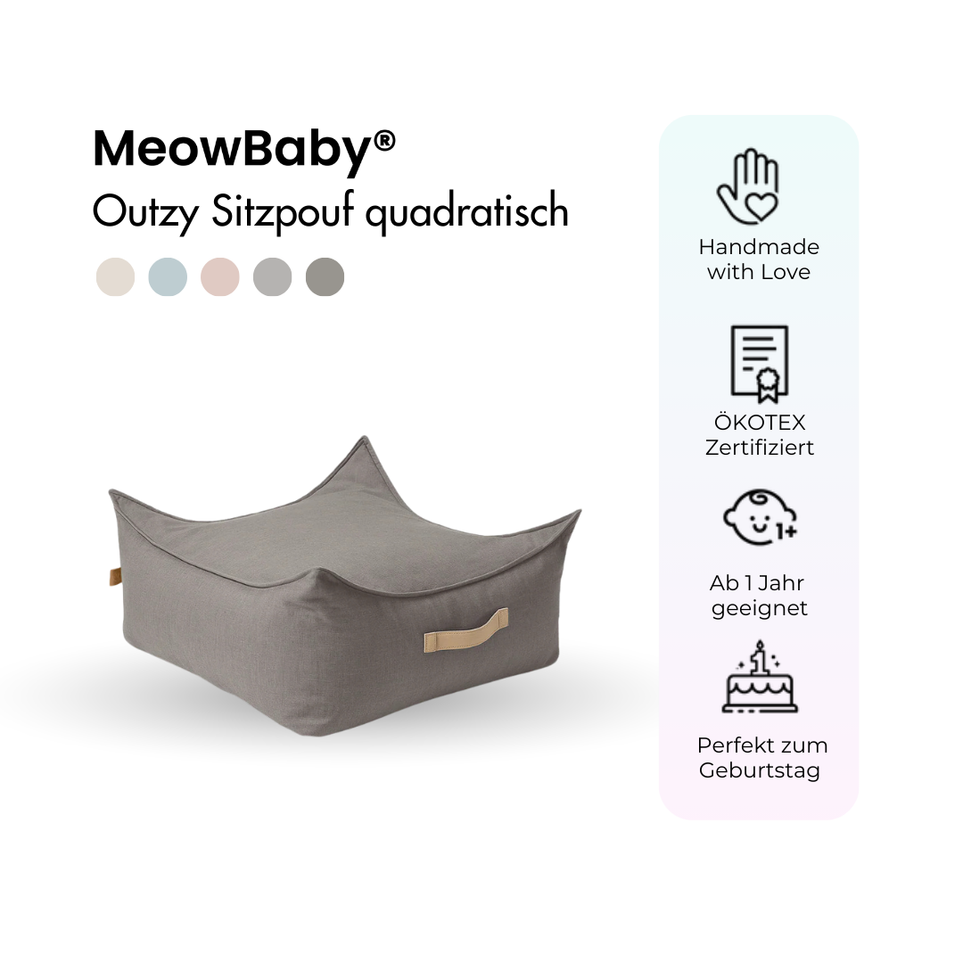 MeowBaby Outzy Sitzpouf für Kinder quadratisch - Outdoor Living Edition