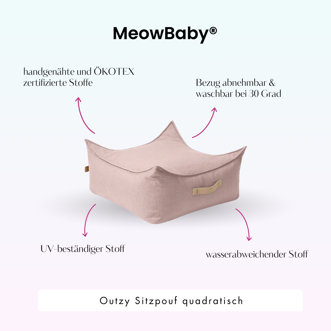 MeowBaby Outzy Sitzpouf für Kinder quadratisch - Outdoor Living Edition
