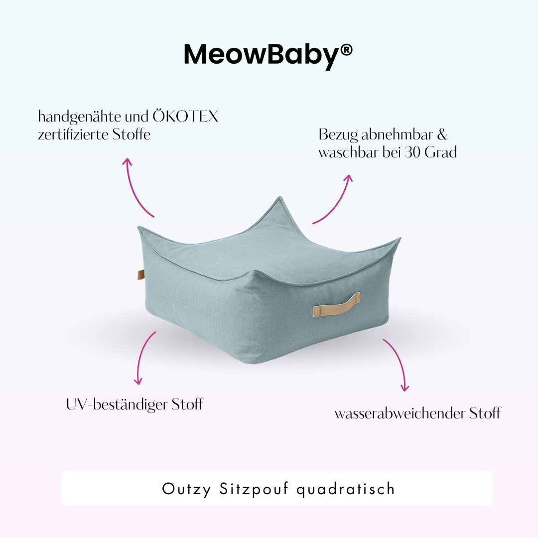 MeowBaby Outzy Sitzpouf für Kinder quadratisch - Outdoor Living Edition