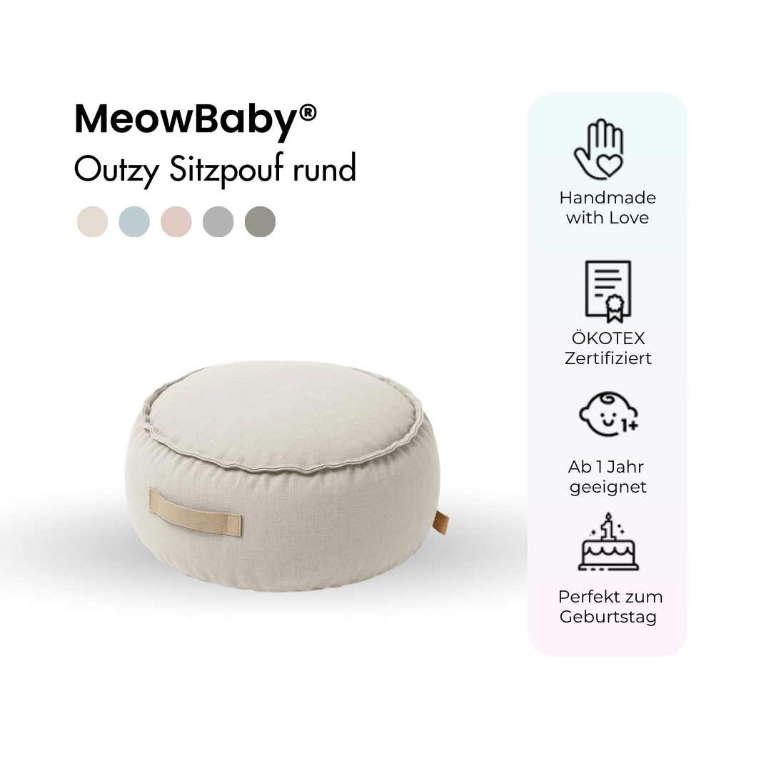 MeowBaby Outzy Sitzpouf für Kinder rund - Outdoor Living Edition