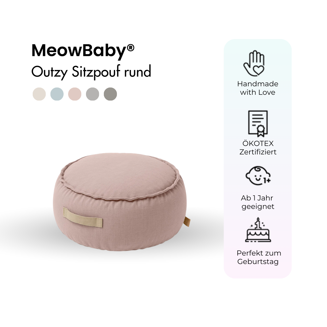 MeowBaby Outzy Sitzpouf für Kinder rund - Outdoor Living Edition