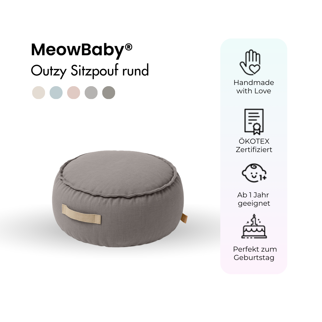 MeowBaby Outzy Sitzpouf für Kinder rund - Outdoor Living Edition
