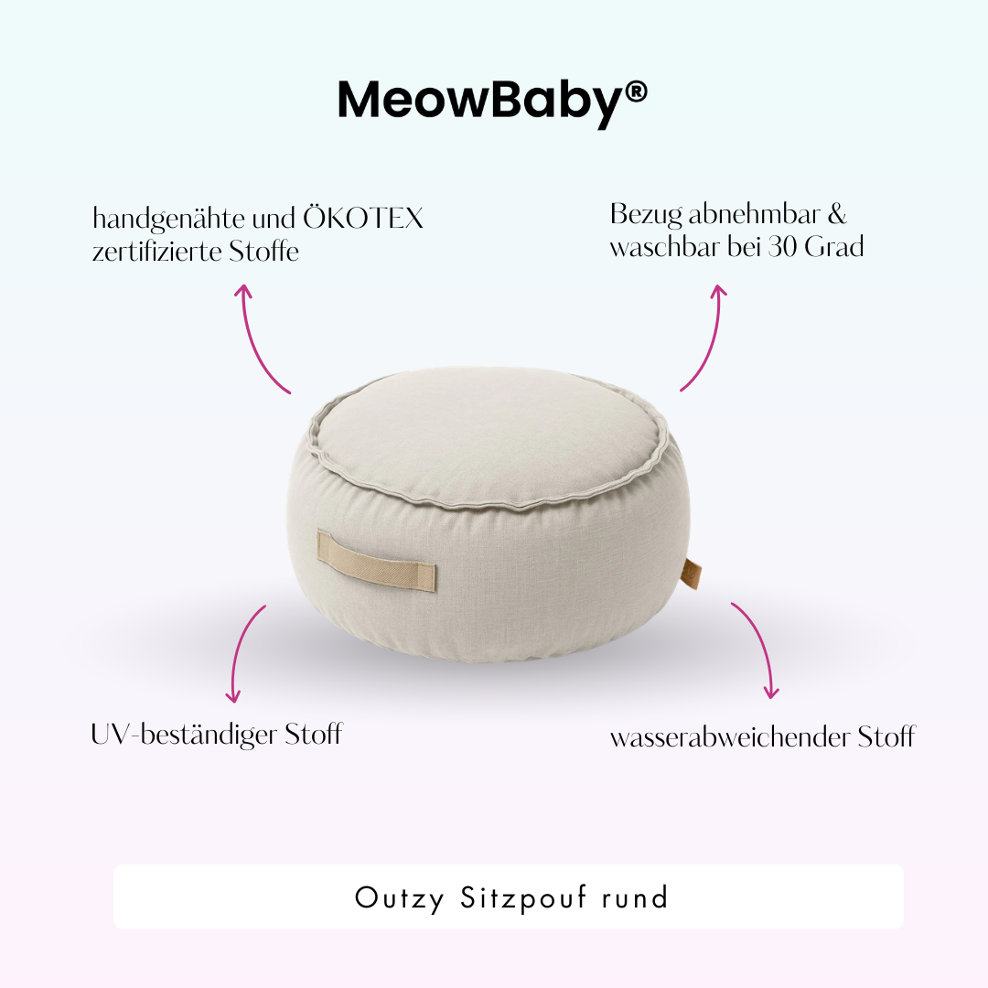 MeowBaby Outzy Sitzpouf für Kinder rund - Outdoor Living Edition