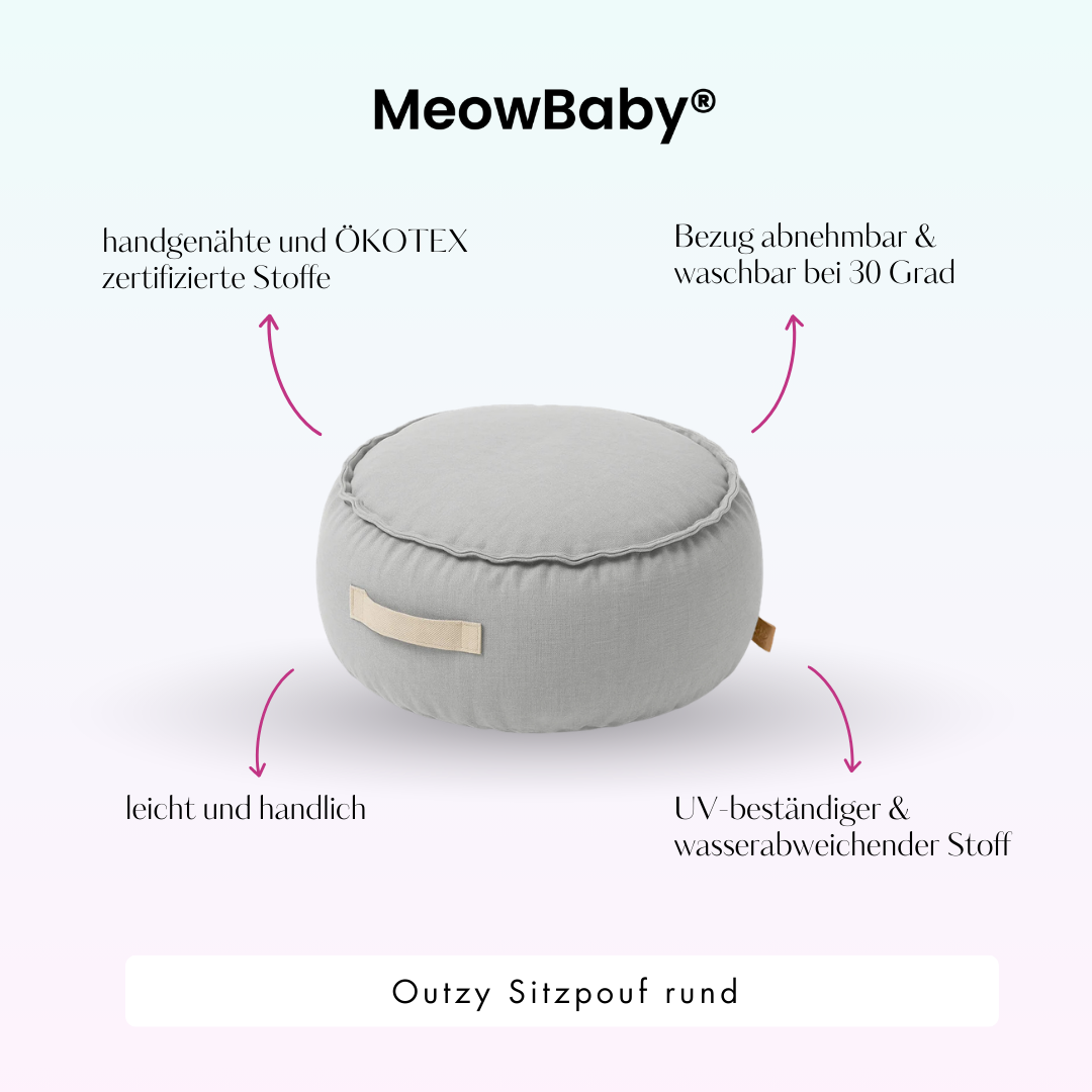 MeowBaby Outzy Sitzpouf für Kinder rund - Outdoor Living Edition
