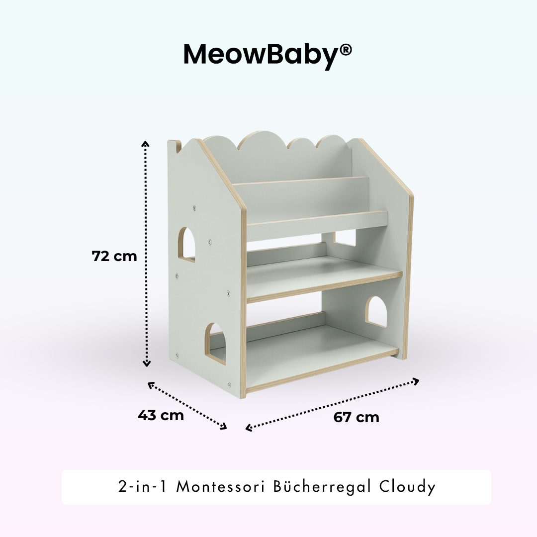 MeowBaby 2-in-1 Montessori-Bücherregal Cloudy
