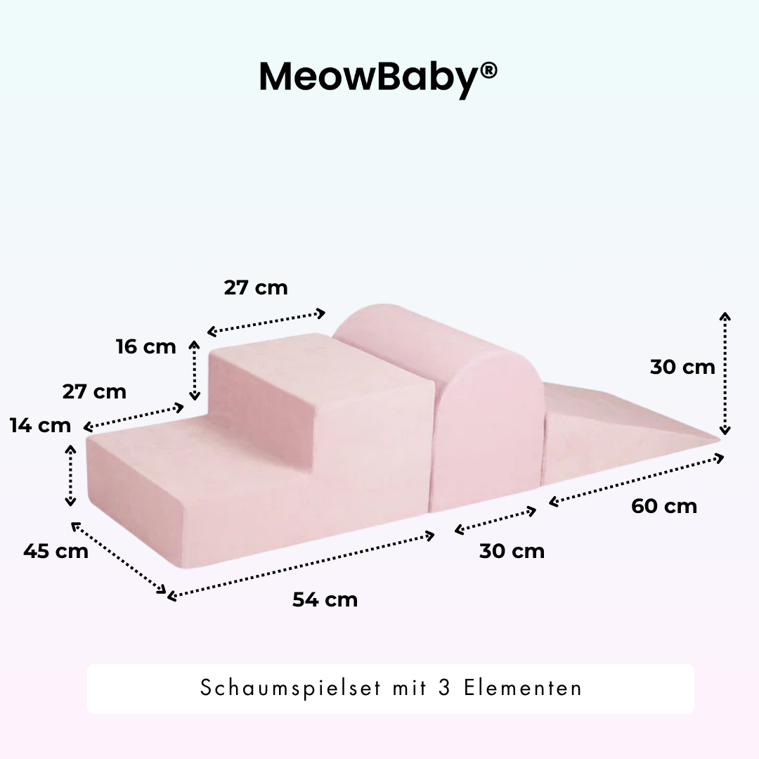 MeowBaby foam play set Velvet light grey with ball pit, 200 balls - own colour selection