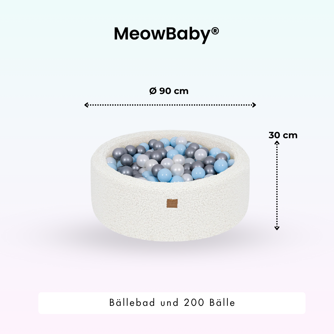MeowBaby foam play set Bearly beige/cream with ball pit, 200 balls - custom color selection