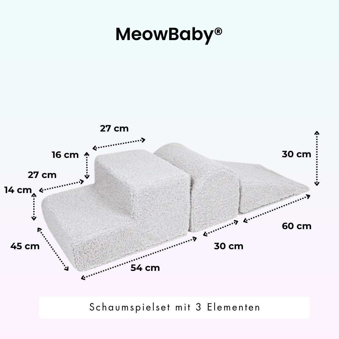 MeowBaby foam play set Bearly beige/cream with ball pit, 200 balls - custom color selection