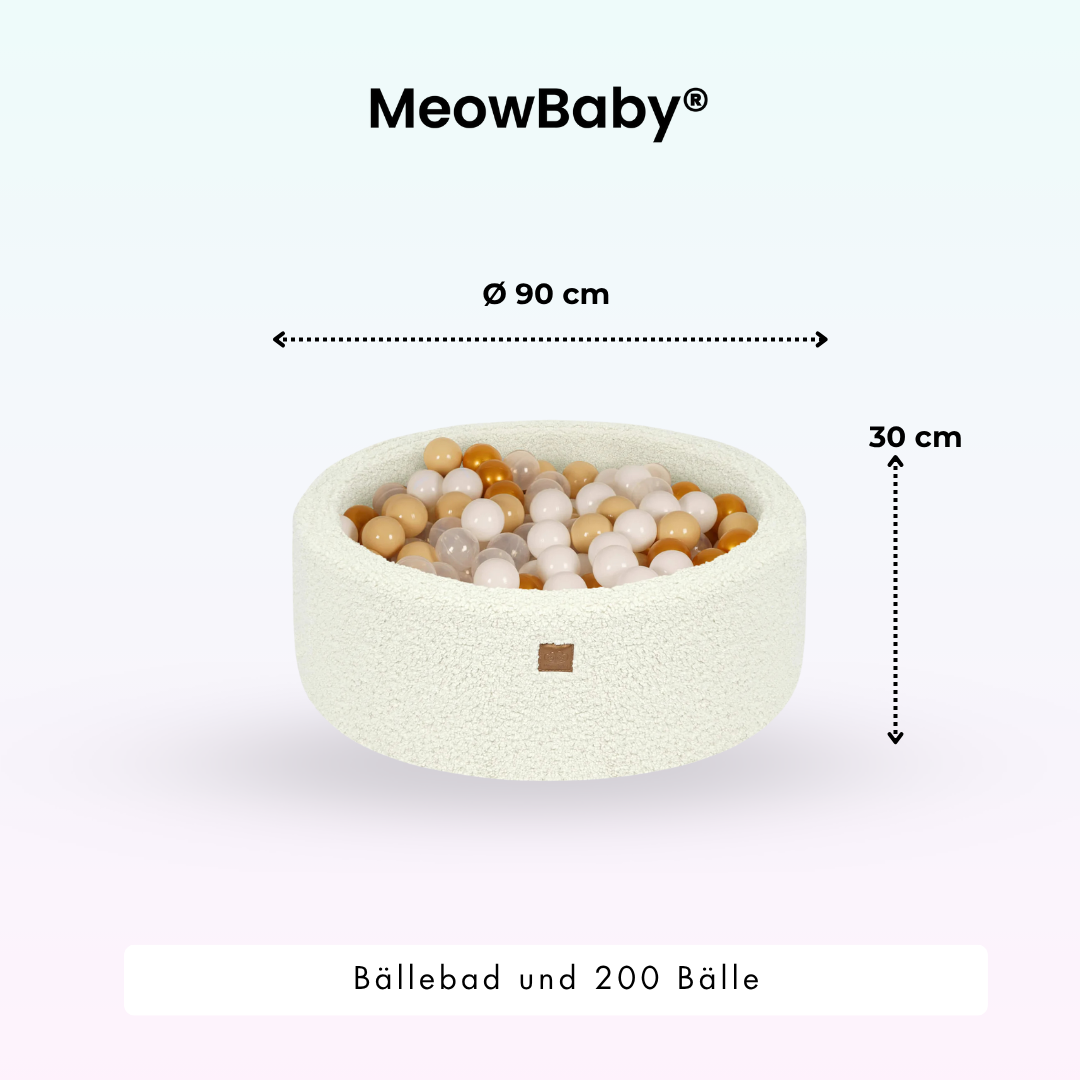 MeowBaby foam play set Bearly beige/cream with ball pit, 200 balls - custom color selection