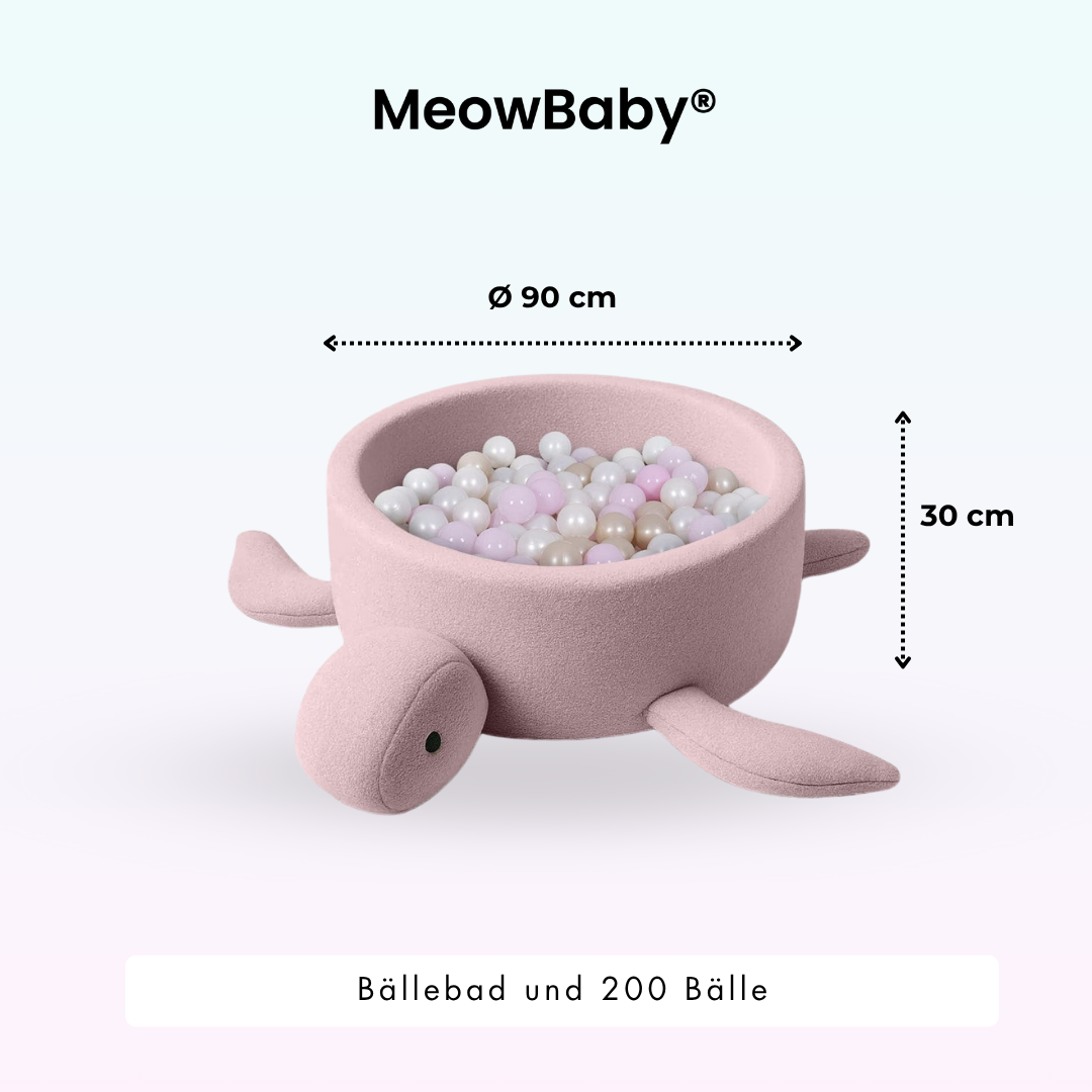 MeowBaby Bällebad Schildkröte Bouclé, 200 Bälle - eigene Farbauswahl
