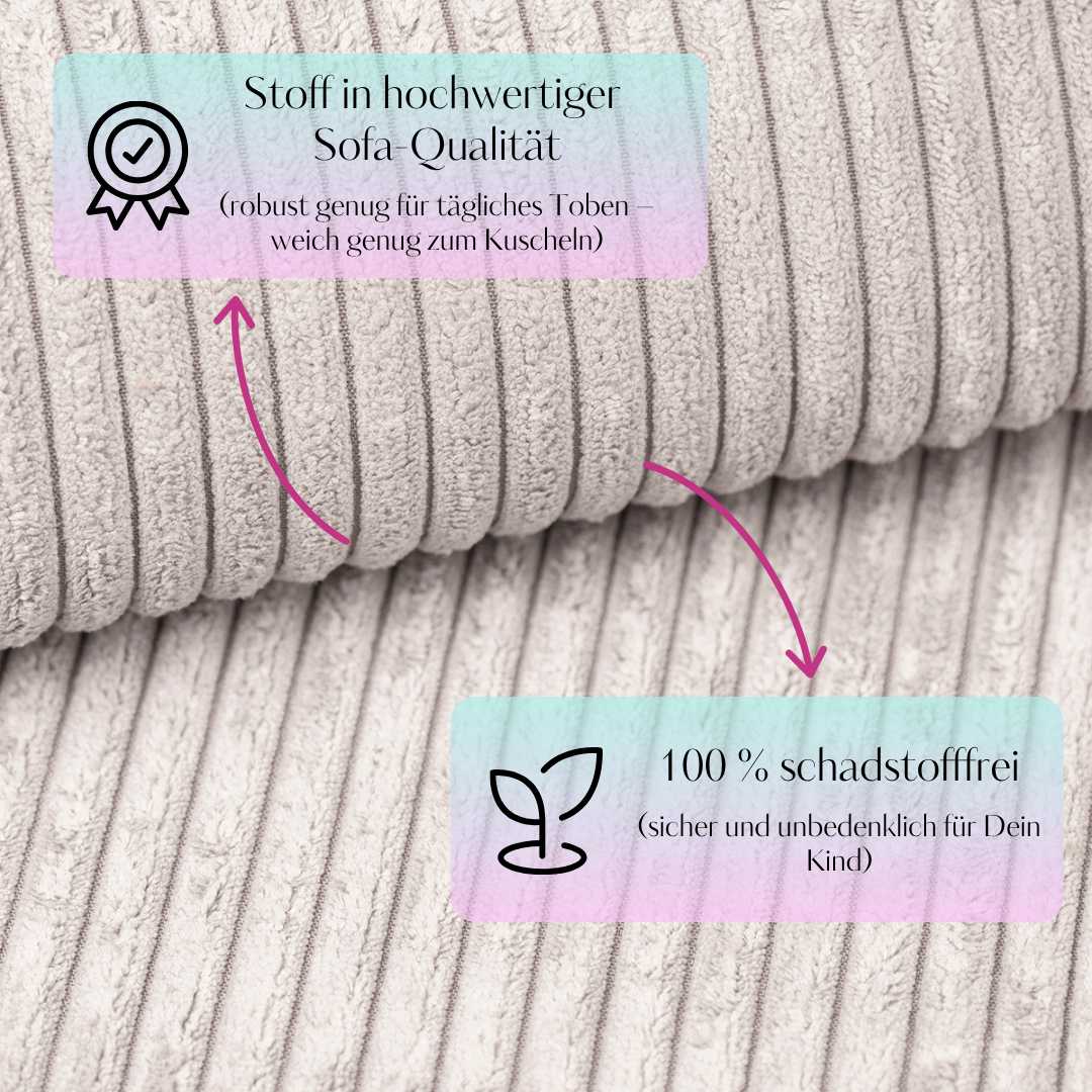 MeowBaby Schaumspielset Ästhetik Cord mit Bällebad, 200 Bälle - eigene Farbauswahl