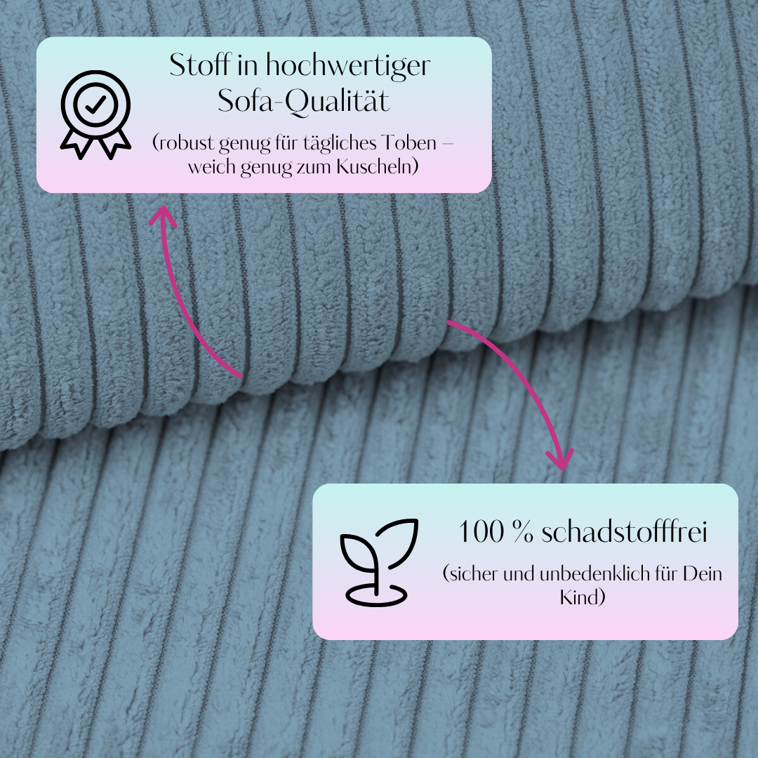 MeowBaby Schaumspielset Ästhetik Cord mit Bällebad, 200 Bälle - eigene Farbauswahl