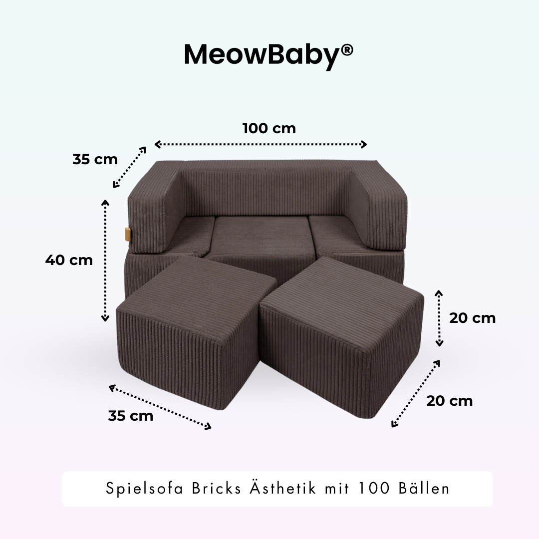 MeowBaby Play Sofa Bricks Aesthetics ecru/beige, 100 balls - custom color selection