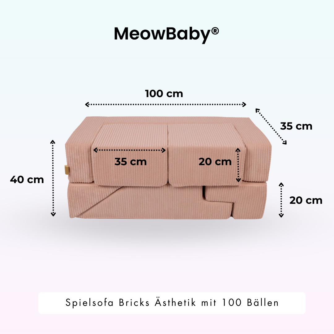 MeowBaby Play Sofa Bricks Aesthetics ecru/beige, 100 balls - custom color selection