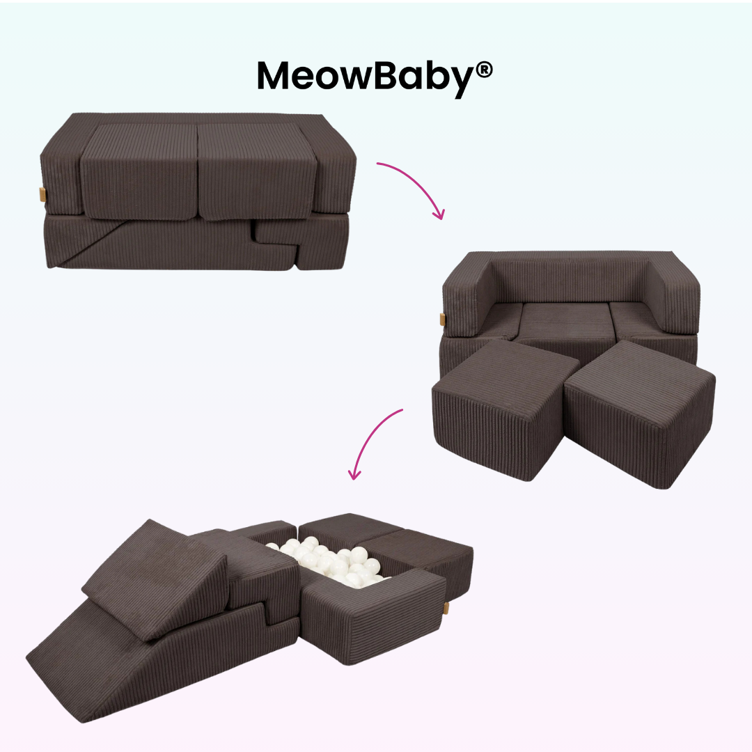 MeowBaby Play Sofa Bricks Aesthetics ecru/beige, 100 balls - custom color selection
