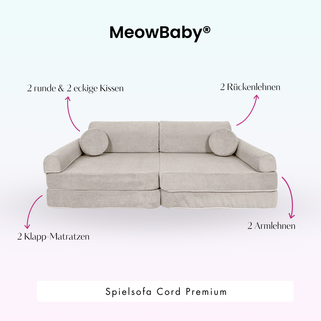 MeowBaby Play Sofa Cord Premium - beige