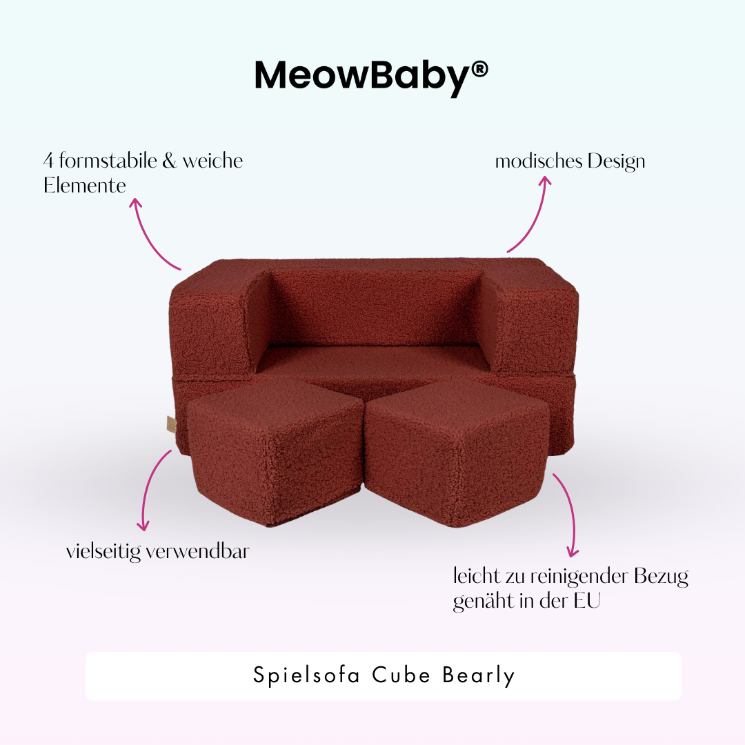 MeowBaby Play Sofa Cube Bearly - brown