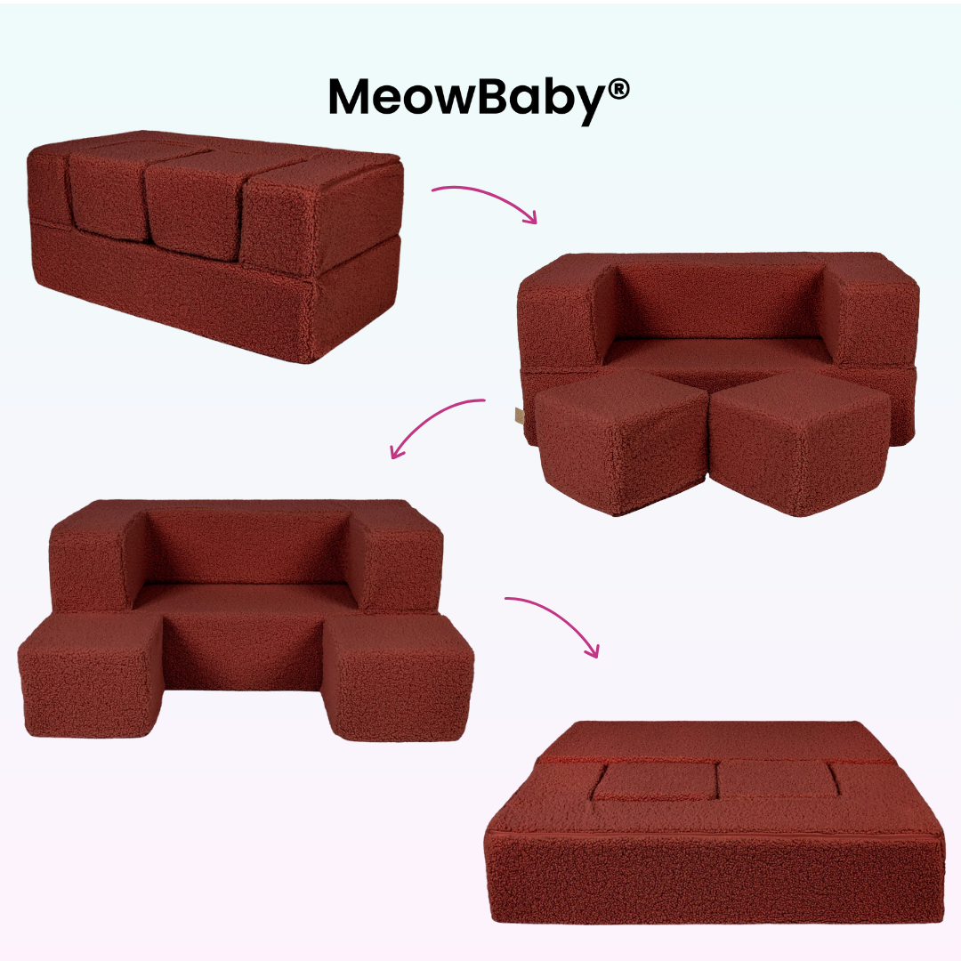 MeowBaby Play Sofa Cube Bearly - brown