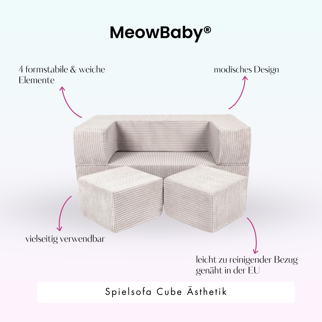 MeowBaby Play Sofa Cube Aesthetics - ecru/beige