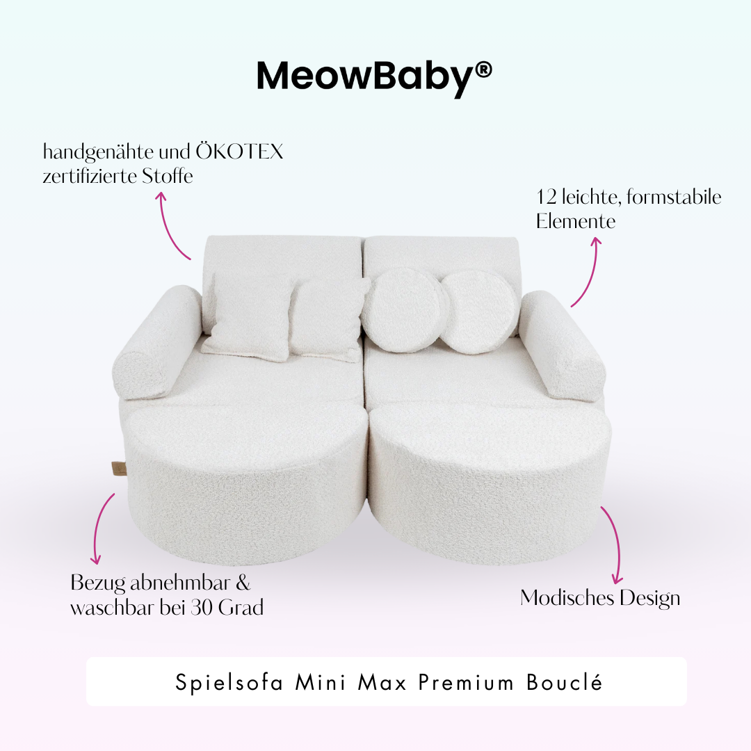 MeowBaby Spielsofa Mini Max Premium Bouclé - cremé/weiss