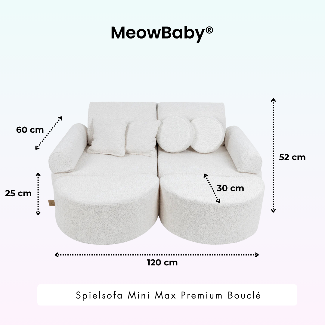 MeowBaby Spielsofa Mini Max Premium Bouclé - cremé/weiss