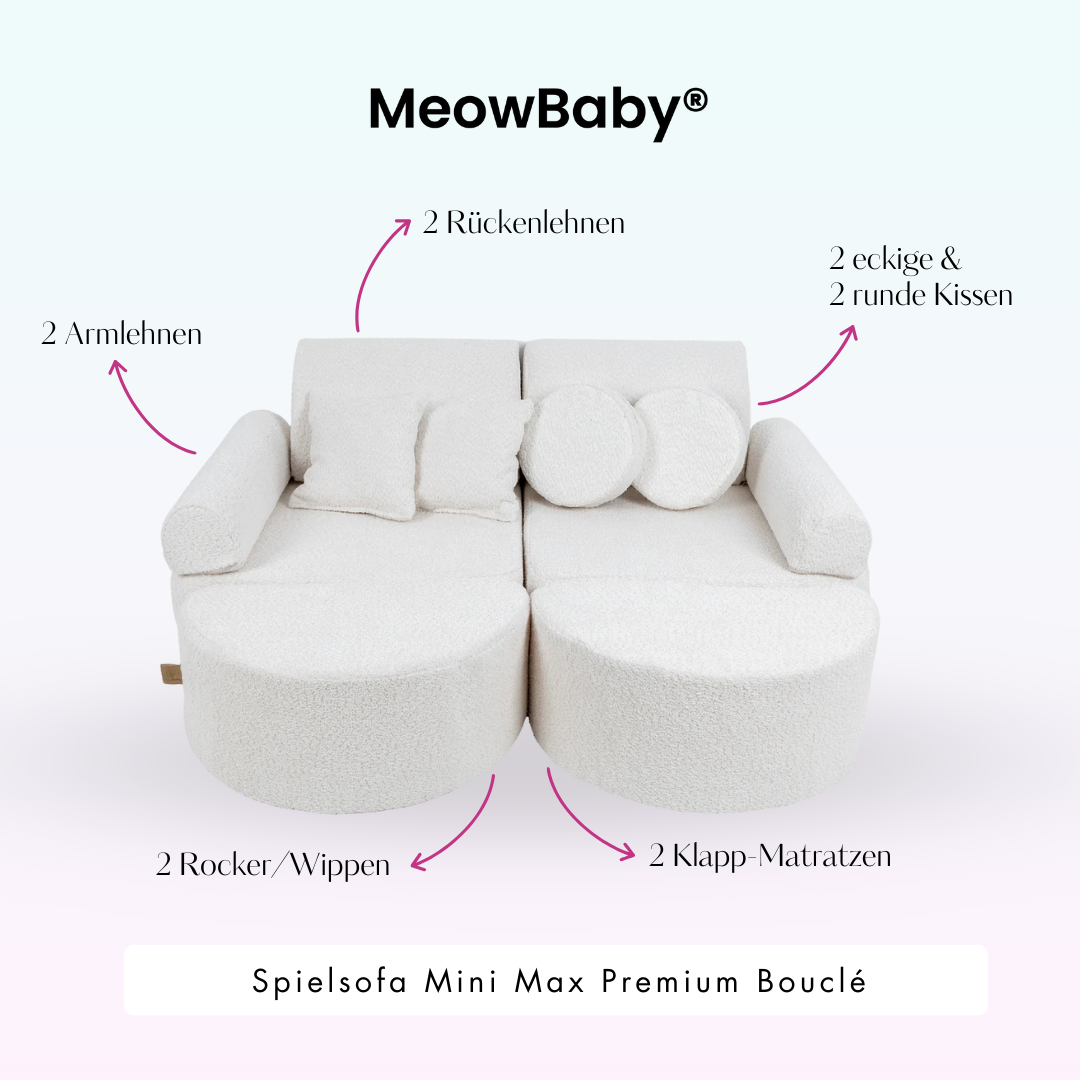 MeowBaby Spielsofa Mini Max Premium Bouclé - cremé/weiss